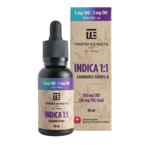 1:1 Tincture Drops | Indica | 150mg CBD & 150mg THC | Twisted Extracts | Bulk Buddy | Online Dispensary Canada