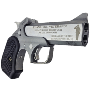 Bond Arms 30th Veterans 45 Colt (Long Colt)/410 Ga 2 Shot 4.25" Engraved Matte Barrel, Rough Matte Stainless Steel Frame, Black Grips
